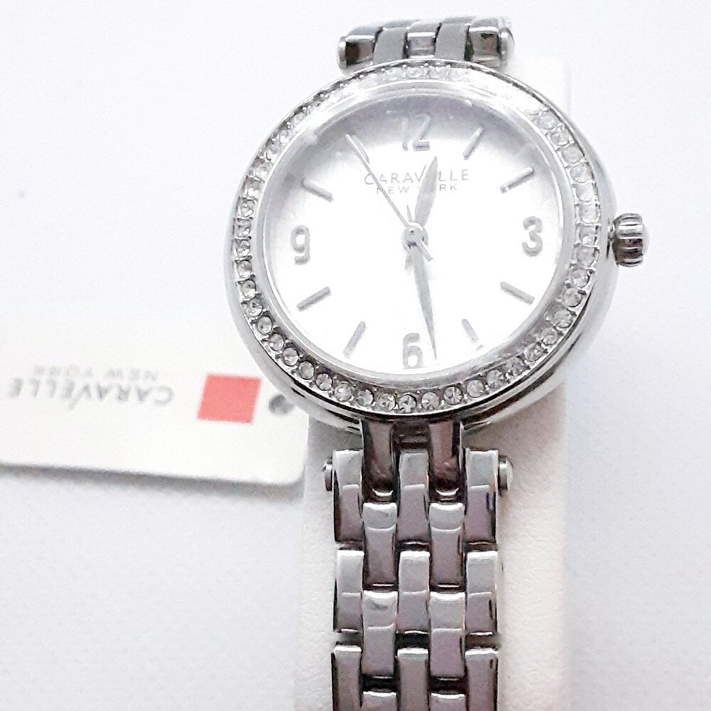 NEW With Tags Authentic Bulova Ladies Silver Tone and cz Watch - Picture 4 of 15